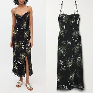 Reformation NWT Kourtney Midi Dress in Veuve Black Floral Size 0